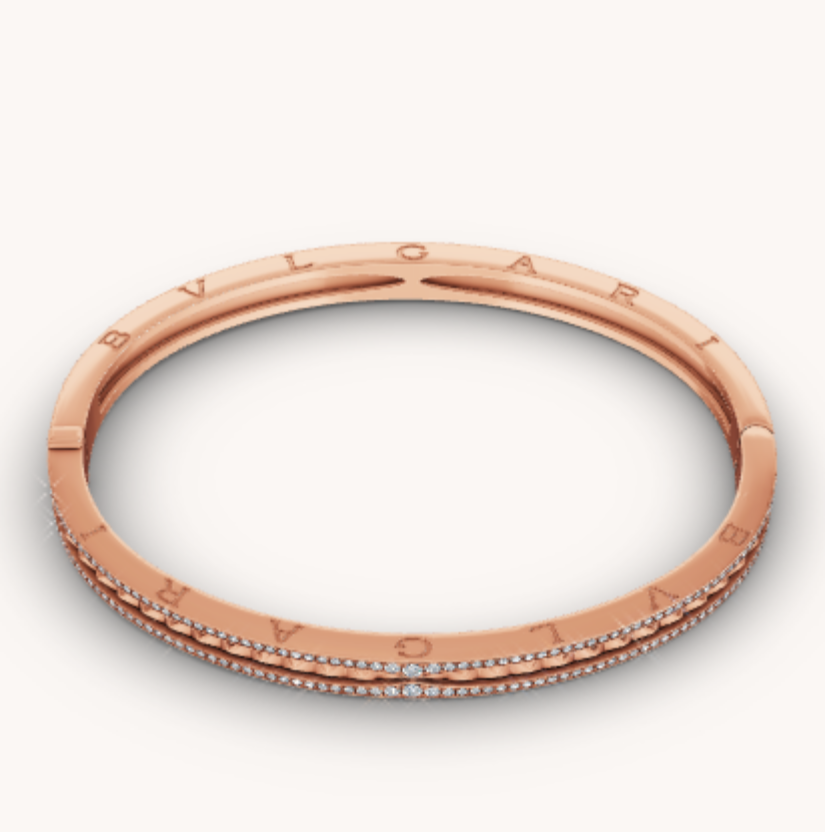 [Panda Jewelry]ZERO 1 SPIRAL AND PAVED DIAMOND PINK GOLD BRACELET