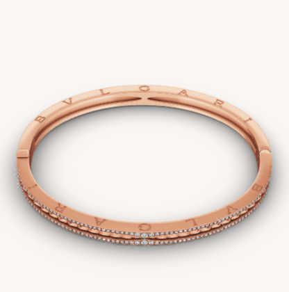 [Panda Jewelry]ZERO 1 SPIRAL AND PAVED DIAMOND PINK GOLD BRACELET