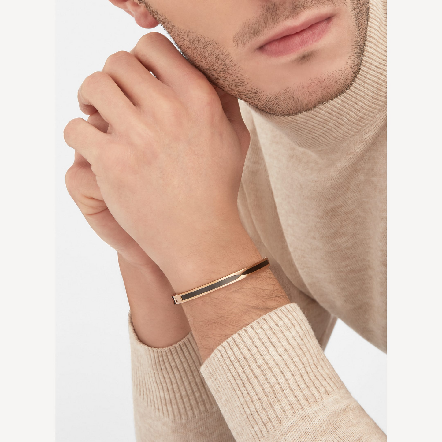 [Panda Jewelry]ZERO 1 PINK GOLD WITH BLACK CERAMIC BRACELET
