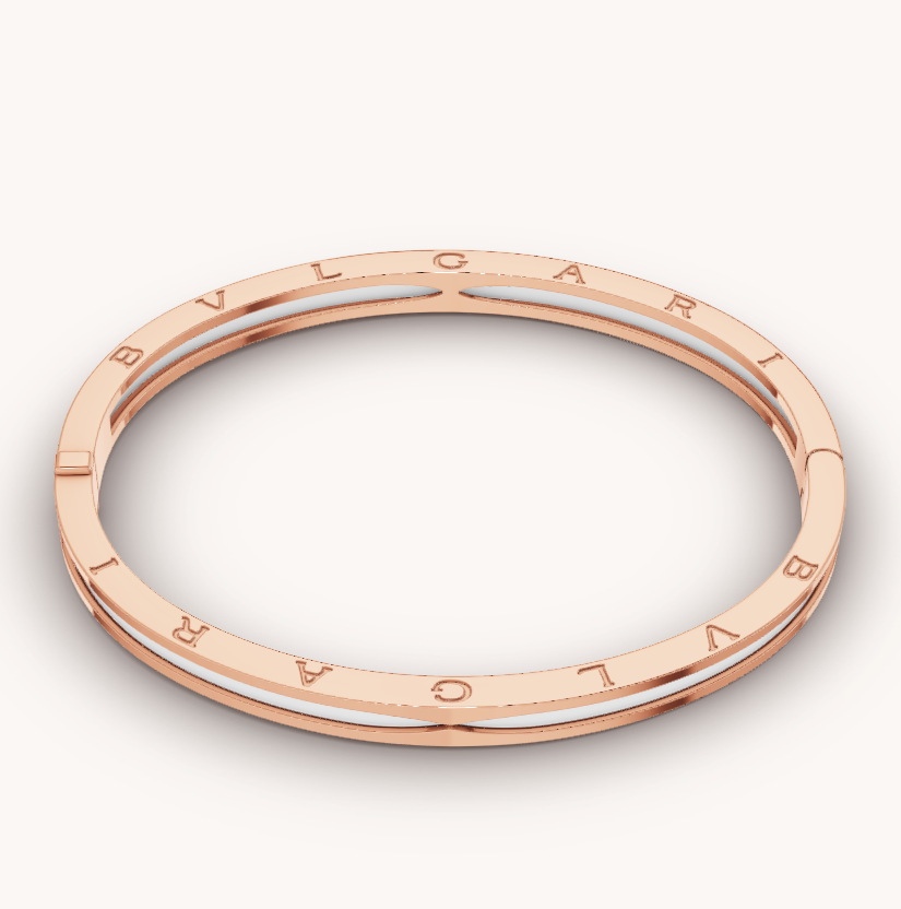 [Panda Jewelry]ZERO 1 PINK GOLD WITH WHITE CERAMIC BRACELET