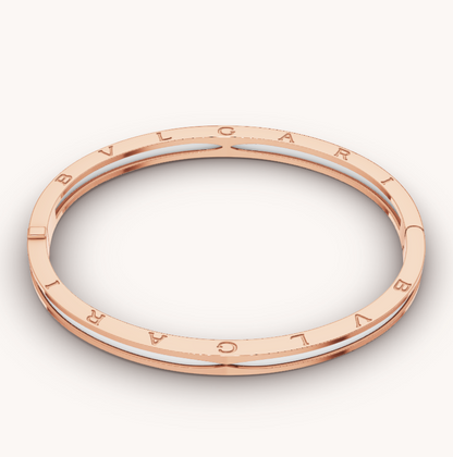 [Panda Jewelry]ZERO 1 PINK GOLD WITH WHITE CERAMIC BRACELET