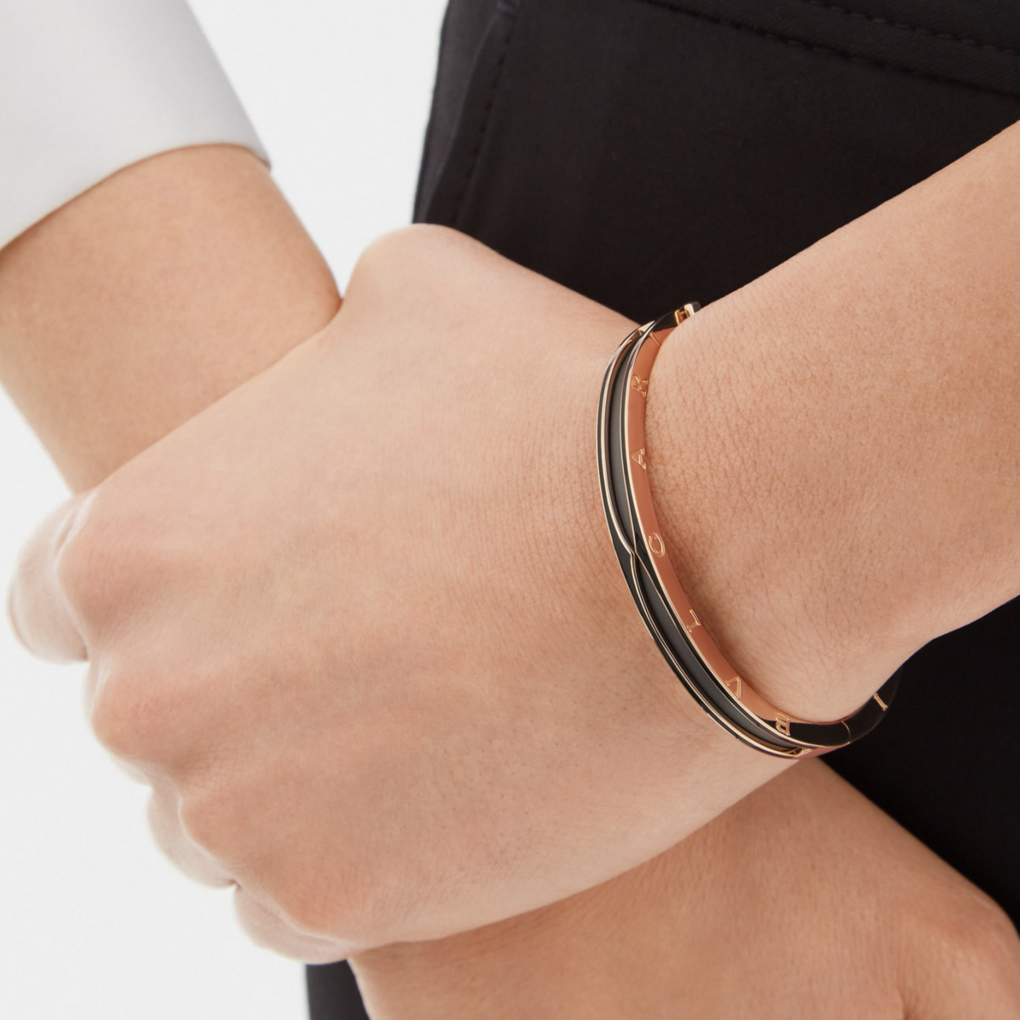 [Panda Jewelry]ZERO 1 PINK GOLD WITH MATTE BLACK CERAMIC BRACELET