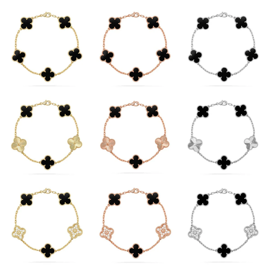 [Panda Jewelry] CLOVER 5 MOTIF ONYXS BRACELET COLLECTION