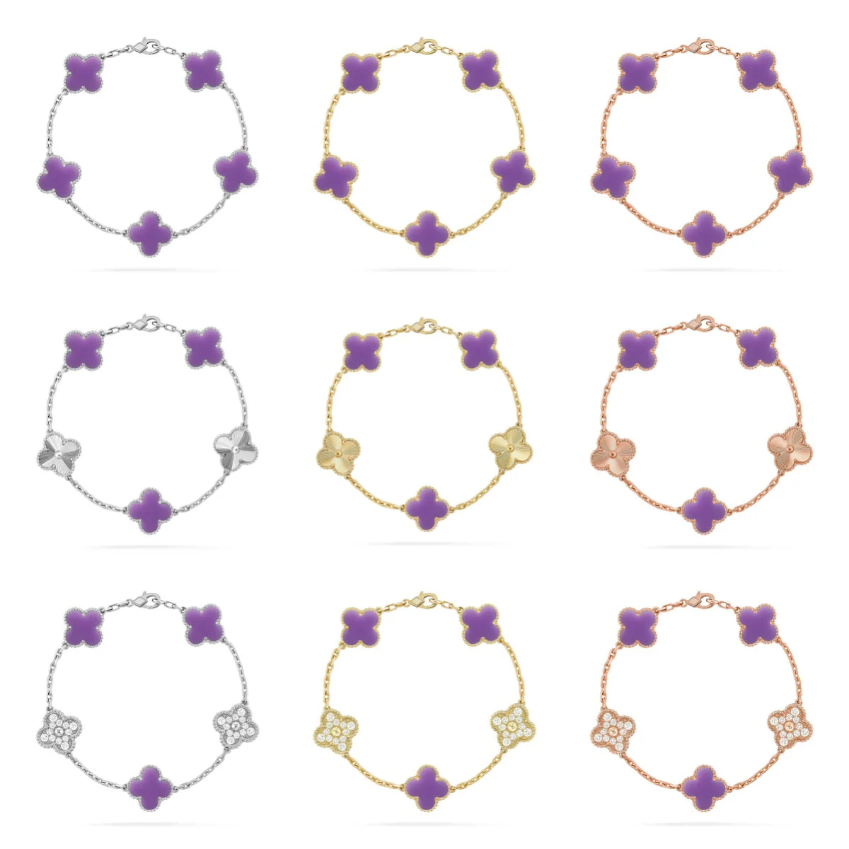 [Panda Jewelry]CLOVER 5 MOTIF LIGHT PURPLE BRACELET COLLECTION