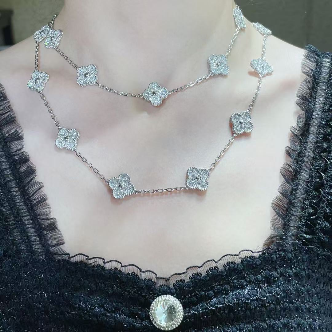 [Panda Jewelry]CLOVER 20 MOTIFS FULL-DIAMOND NECKLACE