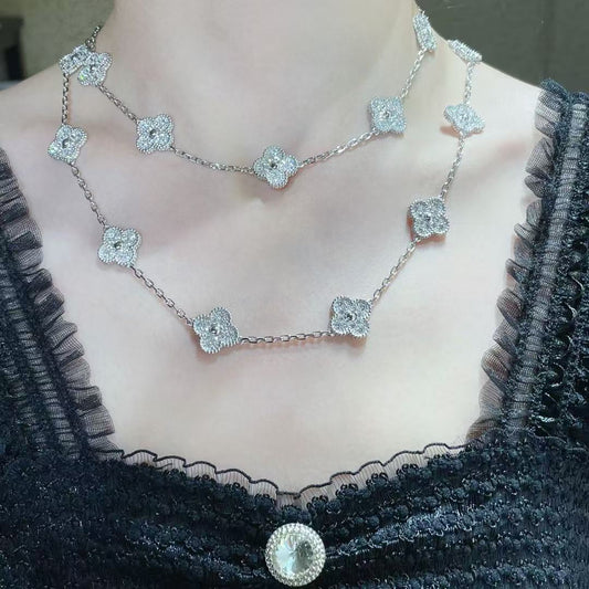 [Panda Jewelry]CLOVER 20 MOTIFS FULL-DIAMOND NECKLACE