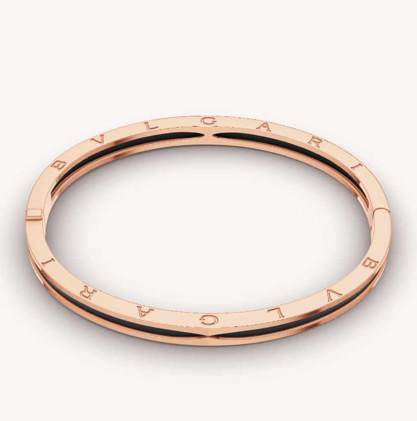 [Panda Jewelry]ZERO 1 PINK GOLD WITH BLACK CERAMIC BRACELET