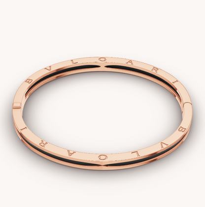 [Panda Jewelry]ZERO 1 PINK GOLD WITH BLACK CERAMIC BRACELET
