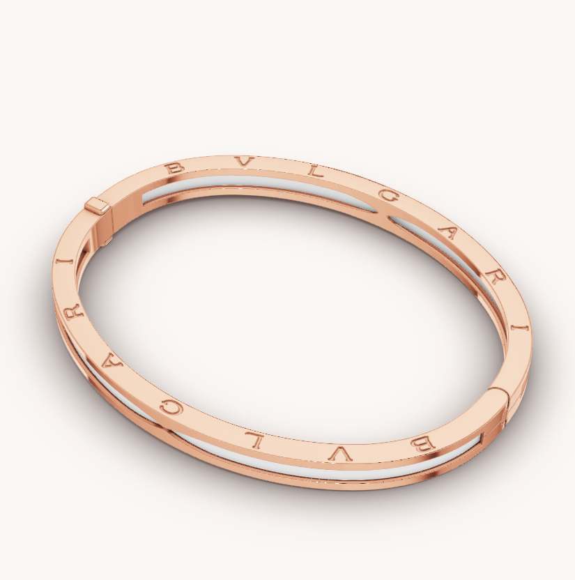 [Panda Jewelry]ZERO 1 PINK GOLD WITH WHITE CERAMIC BRACELET