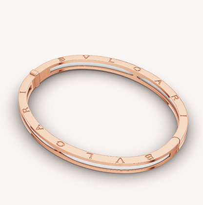 [Panda Jewelry]ZERO 1 PINK GOLD WITH WHITE CERAMIC BRACELET