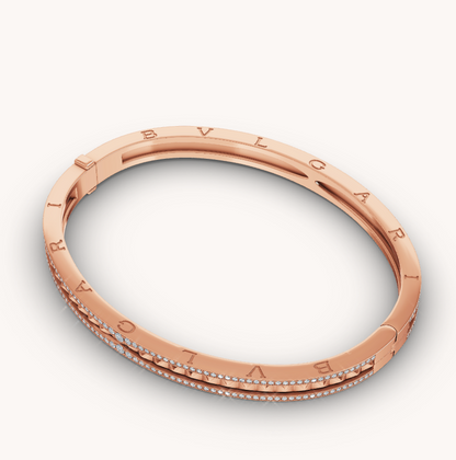 [Panda Jewelry]ZERO 1 SPIRAL AND PAVED DIAMOND PINK GOLD BRACELET