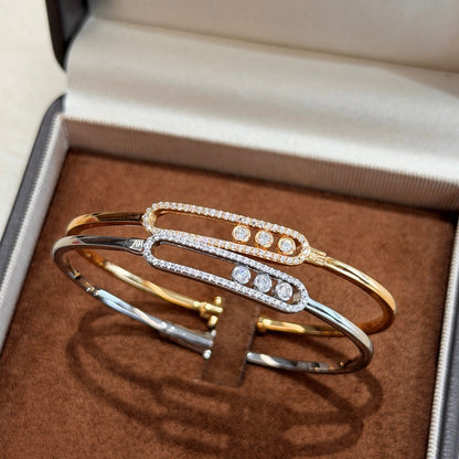 [Panda Jewelry]Move Pav茅 Diamond Bangle Bracelet M