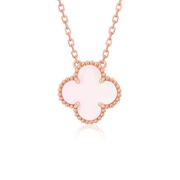 [Panda Jewelry]CLOVER 15MM PINK MOTHER-OF-PEARL SINGLE FLOWER NECKLACE