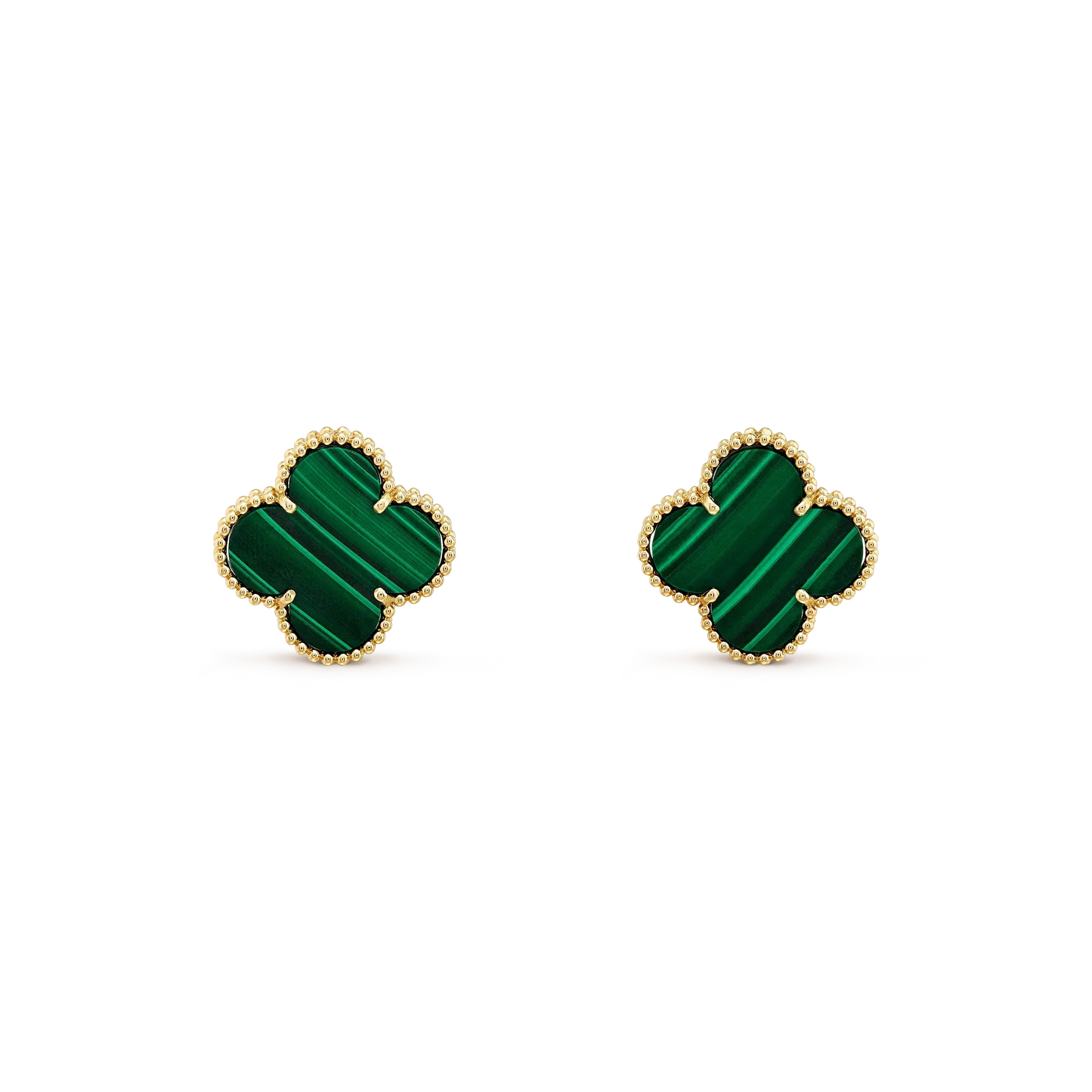[Panda Jewelry]CLOVER MINI 9.5MM MALACHITE  EARRINGS
