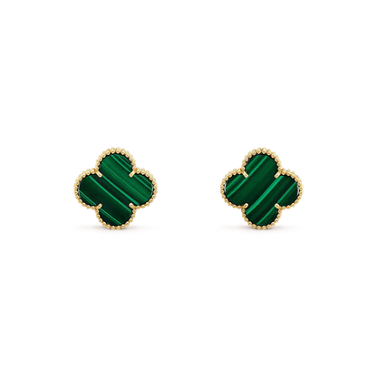 [Panda Jewelry]CLOVER MINI 9.5MM MALACHITE  EARRINGS