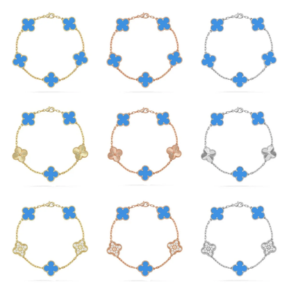 [Panda Jewelry] CLOVER 5 MOTIF BLUE AGATE BRACELET COLLECTION