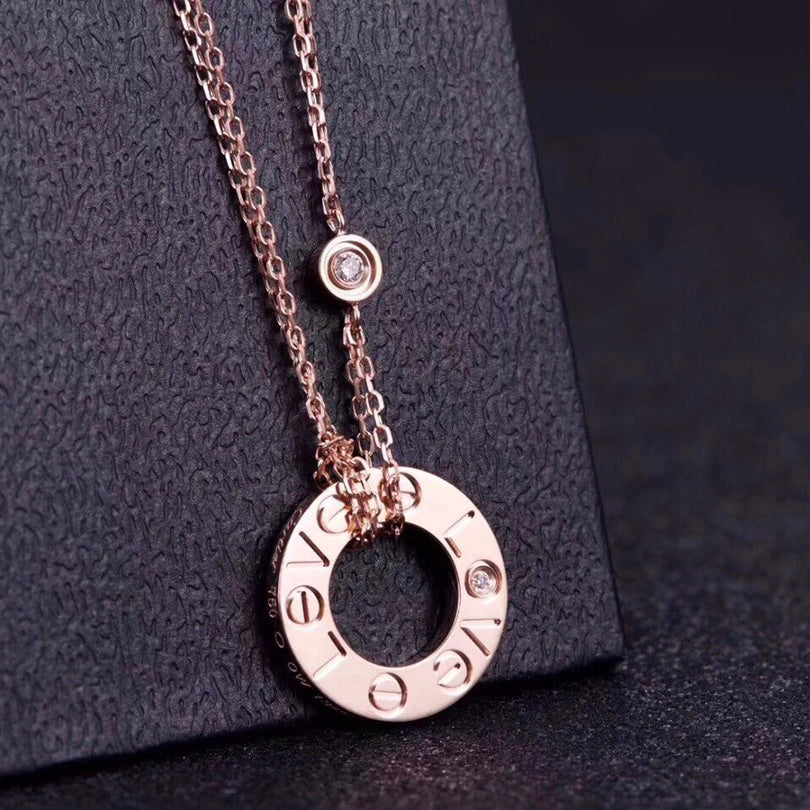 [Panda Jewelry]LOVE NECKLACE 16MM 2 DIAMONDS