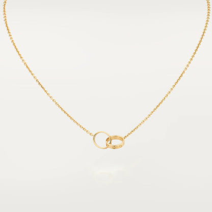 [Panda Jewelry]LOVE NECKLACE DOUBLE RING GOLD
