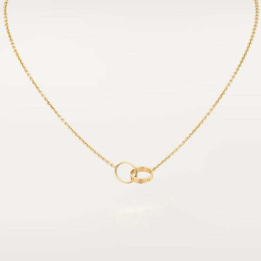 [Panda Jewelry]LOVE NECKLACE DOUBLE RING GOLD
