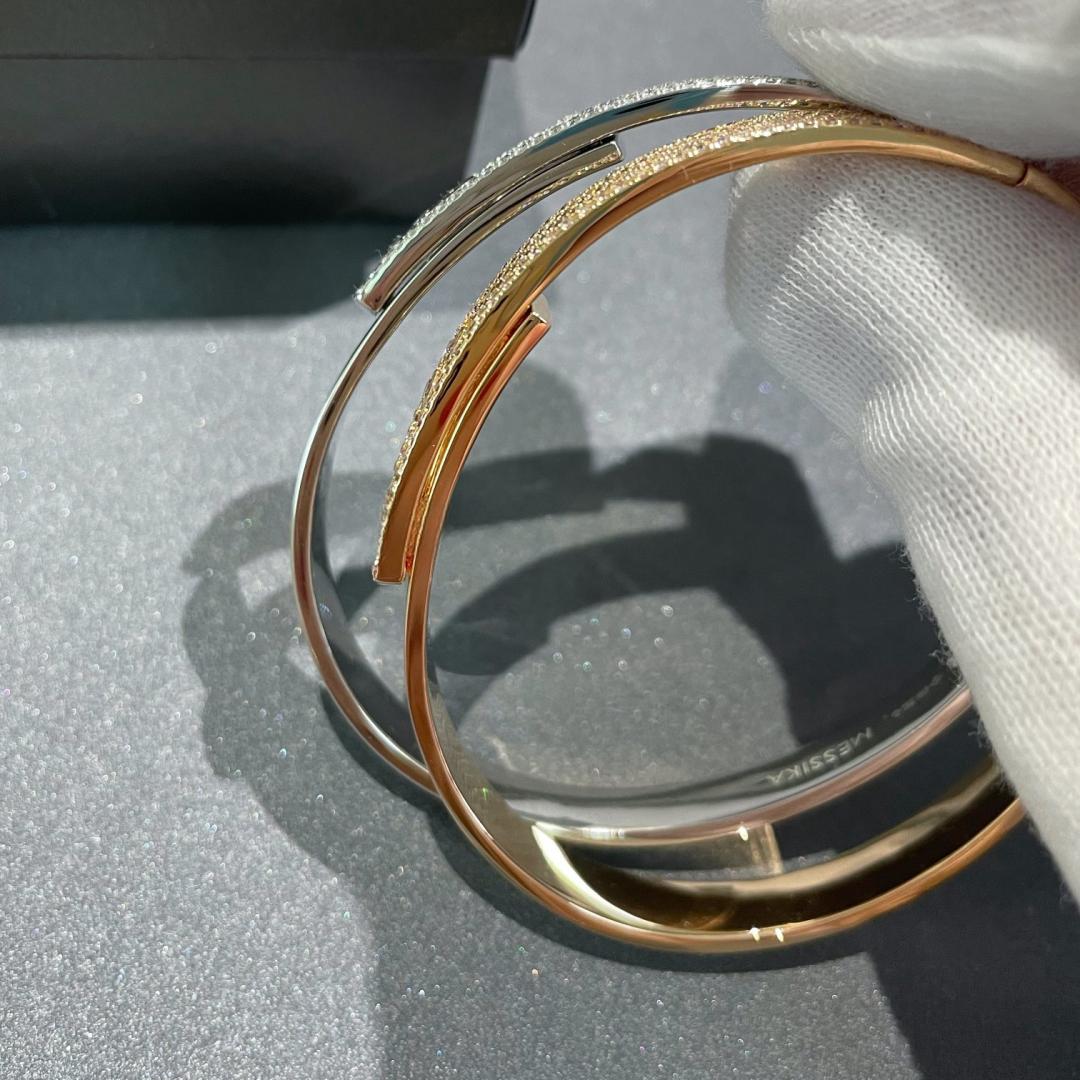 [Panda Jewelry]Move Noa Rose Gold Pav茅 Diamond Bangle Bracelet