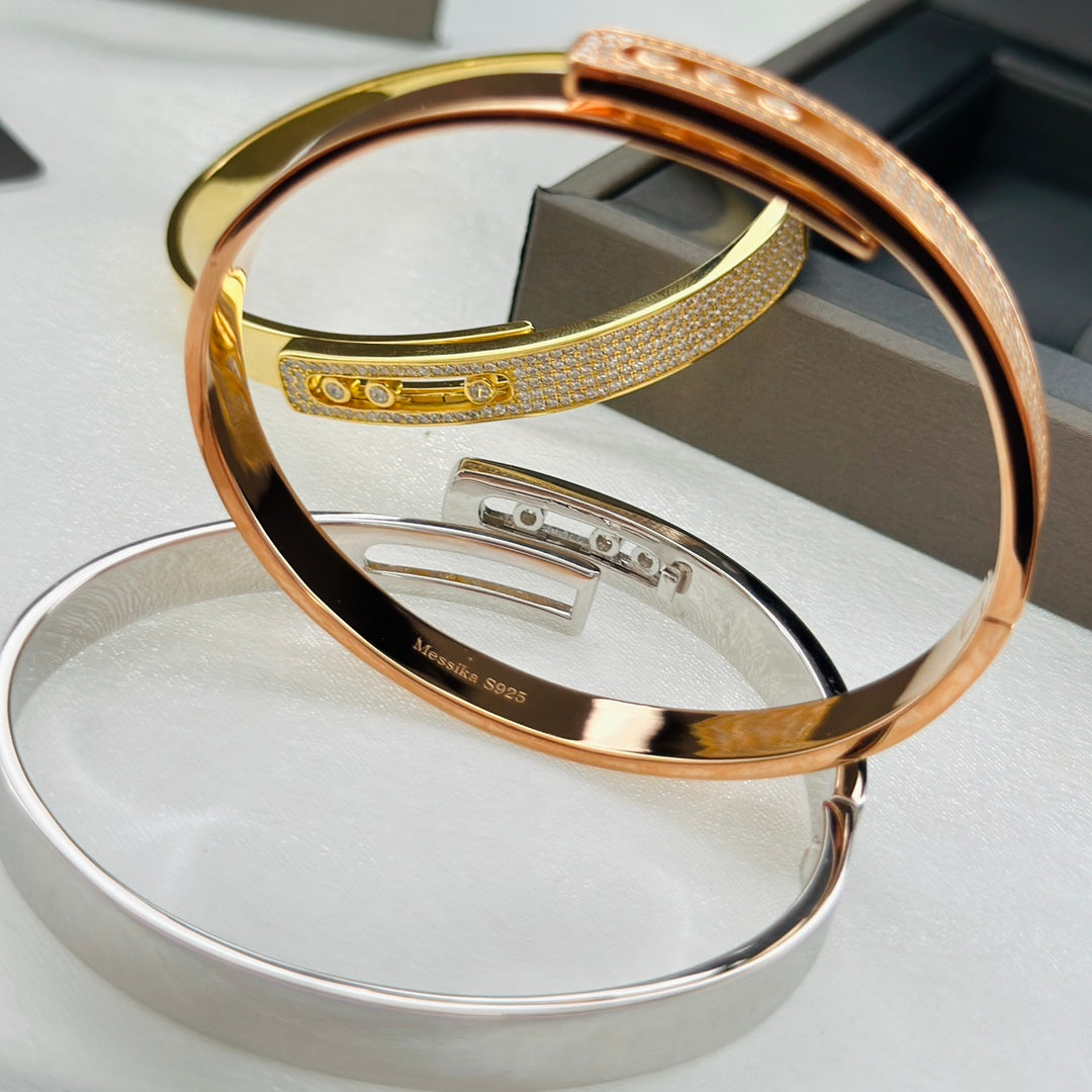 [Panda Jewelry]Move Noa Rose Gold Pav茅 Diamond Bangle Bracelet