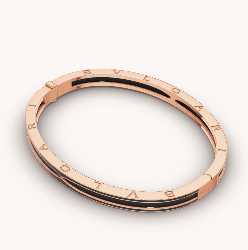 [Panda Jewelry]ZERO 1 PINK GOLD WITH MATTE BLACK CERAMIC BRACELET