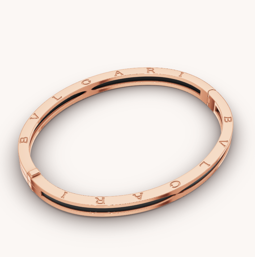 [Panda Jewelry]ZERO 1 PINK GOLD WITH BLACK CERAMIC BRACELET
