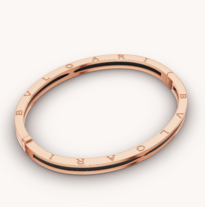 [Panda Jewelry]ZERO 1 PINK GOLD WITH BLACK CERAMIC BRACELET