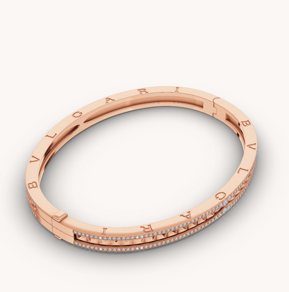 [Panda Jewelry]ZERO 1 SPIRAL AND PAVED DIAMOND PINK GOLD BRACELET