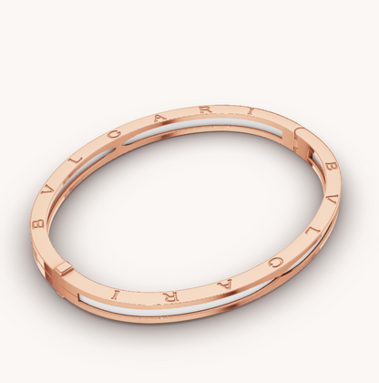 [Panda Jewelry]ZERO 1 PINK GOLD WITH WHITE CERAMIC BRACELET