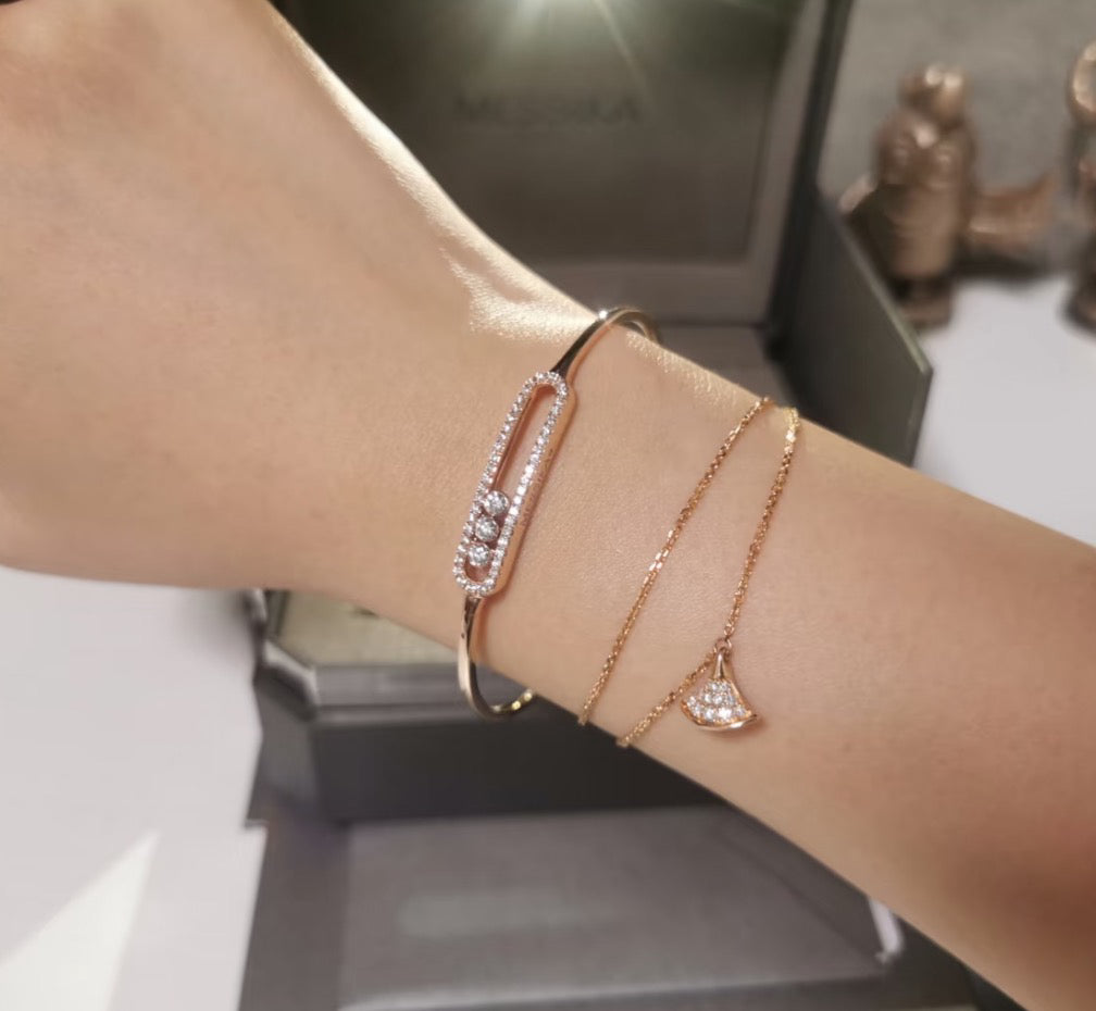 [Panda Jewelry]Move Pav茅 Diamond Bangle Bracelet M