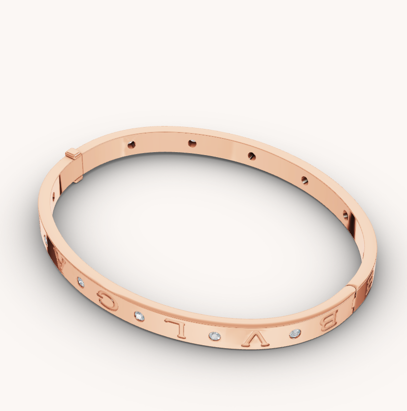 [Panda Jewelry]ZERO 1 PINK GOLD 12 DIAMONDS BRACELET