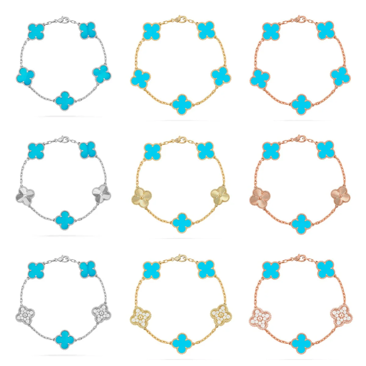 [Panda Jewelry] CLOVER 5 MOTIF TURQUOISE BRACELET COLLECTION