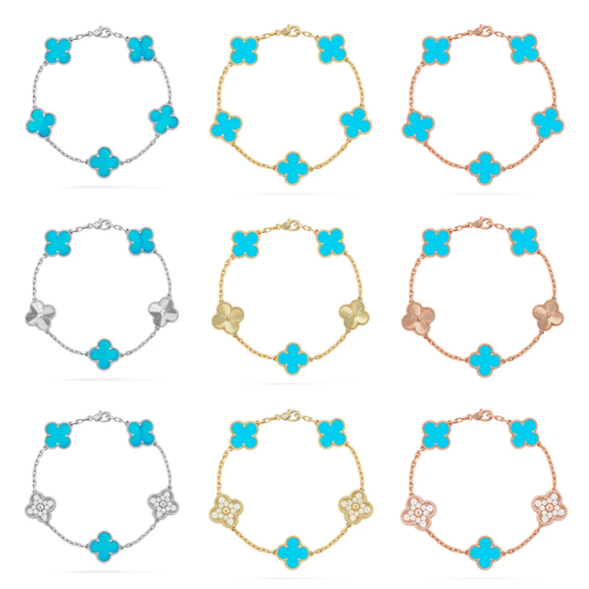 [Panda Jewelry] CLOVER 5 MOTIF TURQUOISE BRACELET COLLECTION