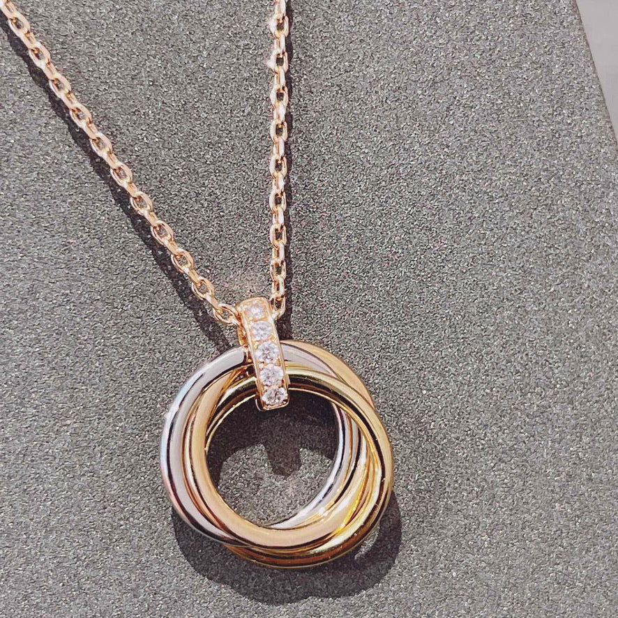 [Panda Jewelry]TRINITY NECKLACE GOLD  DIAMONDS
