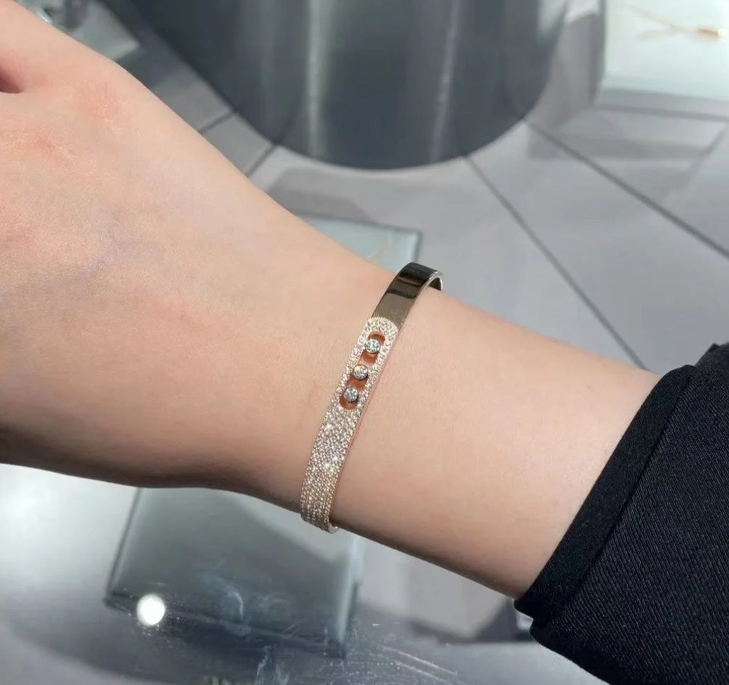 [Panda Jewelry]Move Noa Rose Gold Pav茅 Diamond Bangle Bracelet