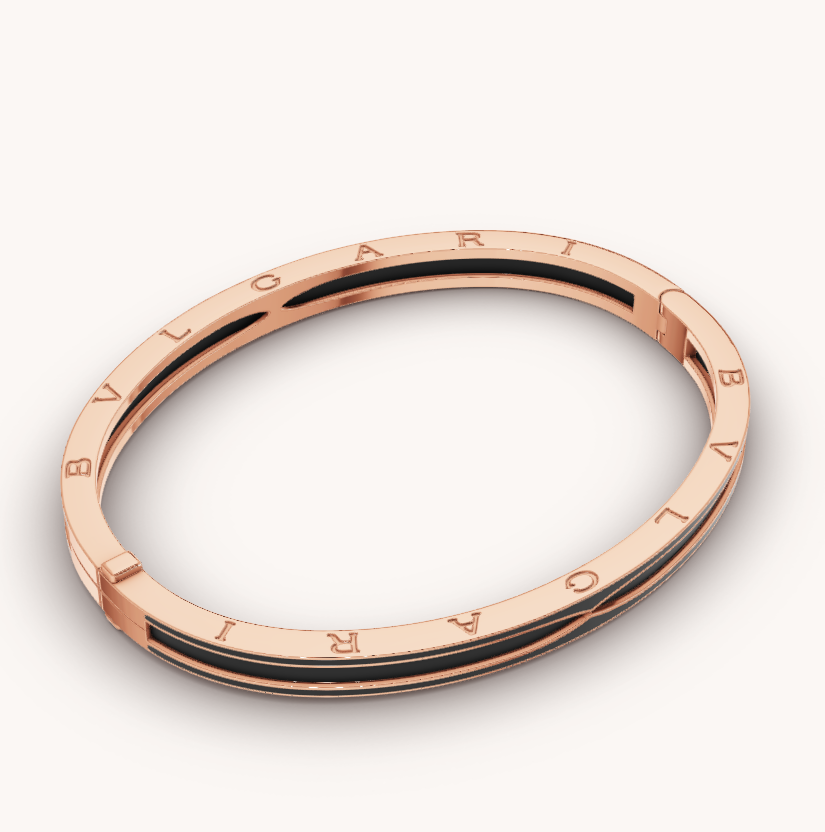 [Panda Jewelry]ZERO 1 PINK GOLD WITH MATTE BLACK CERAMIC BRACELET