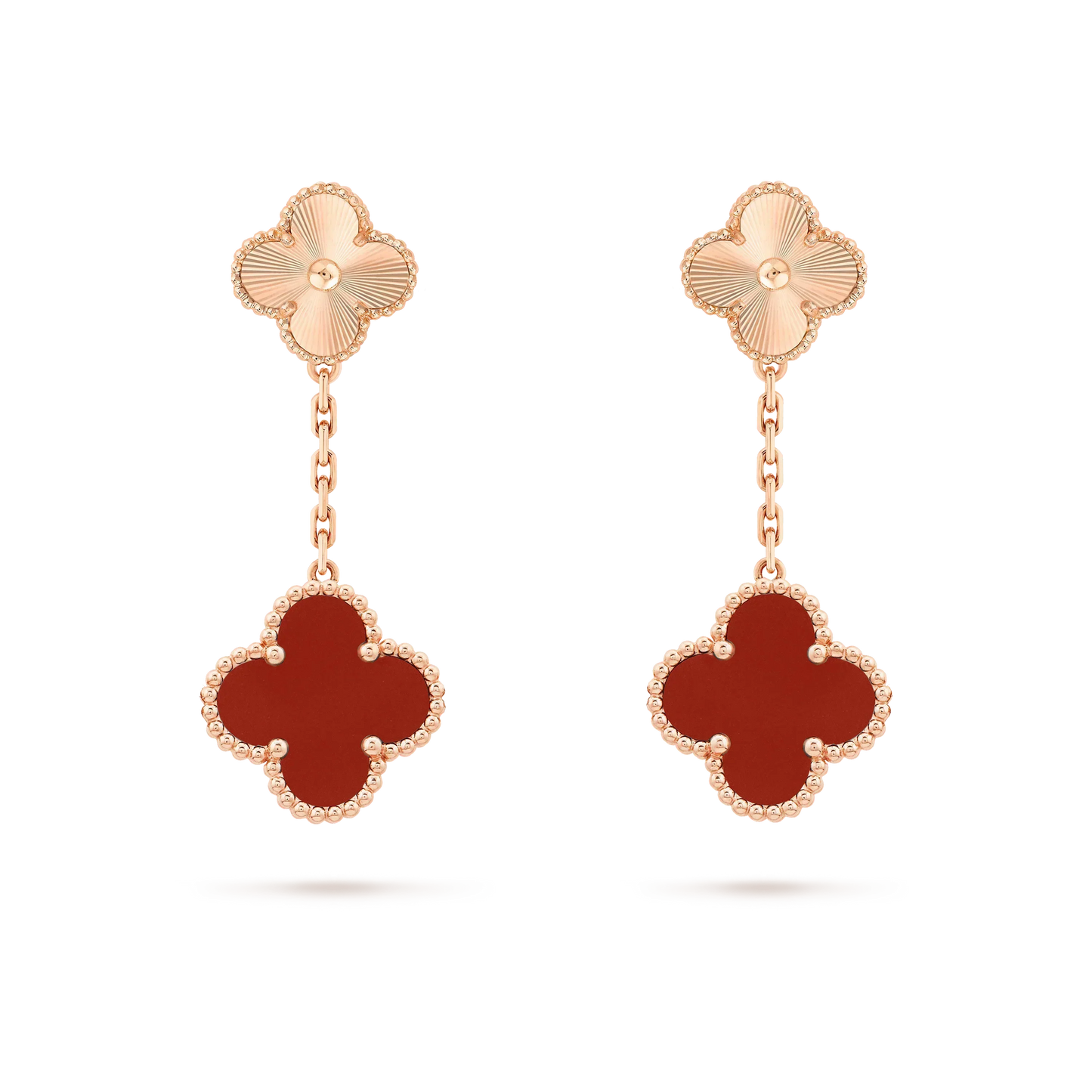 [Panda Jewelry]CLOVER 2 MOTIF  LASER CARNELIAN EARRINGS