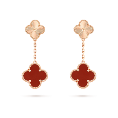 [Panda Jewelry]CLOVER 2 MOTIF  LASER CARNELIAN EARRINGS
