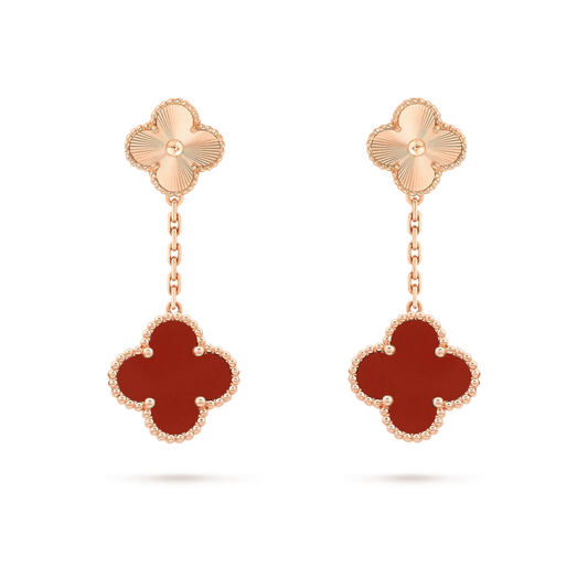[Panda Jewelry]CLOVER 2 MOTIF  LASER CARNELIAN EARRINGS