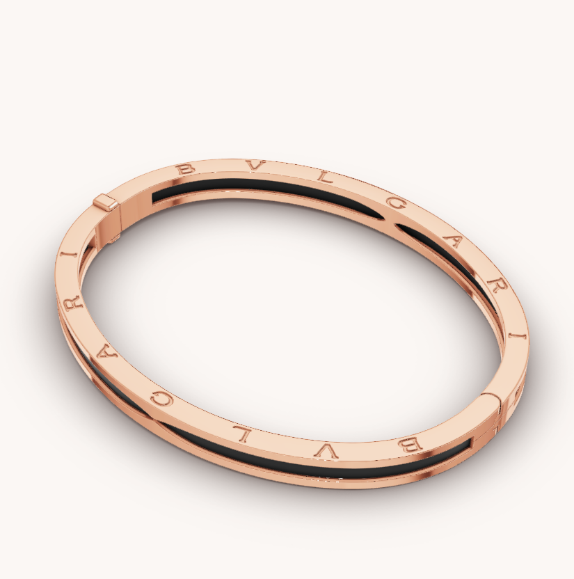 [Panda Jewelry]ZERO 1 PINK GOLD WITH BLACK CERAMIC BRACELET