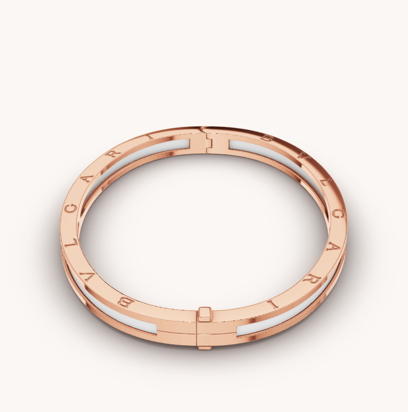 [Panda Jewelry]ZERO 1 PINK GOLD WITH WHITE CERAMIC BRACELET