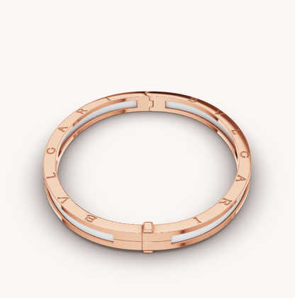 [Panda Jewelry]ZERO 1 PINK GOLD WITH WHITE CERAMIC BRACELET