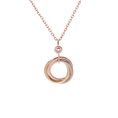 [Panda Jewelry]TRINITY SILVER GOLD PINK GOLD NECKLACE