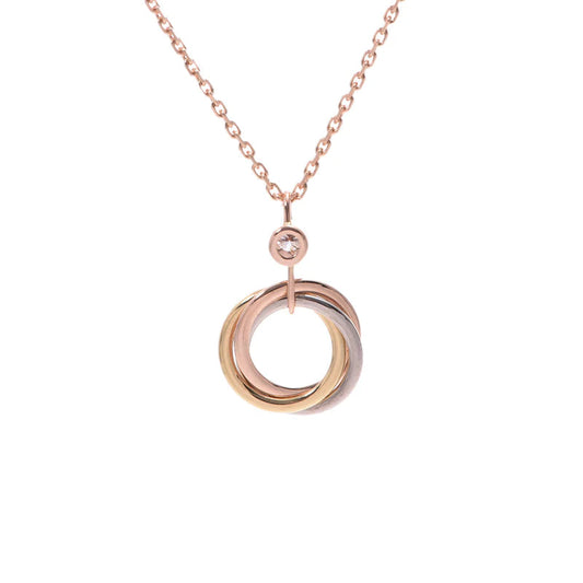 [Panda Jewelry]TRINITY SILVER GOLD PINK GOLD NECKLACE