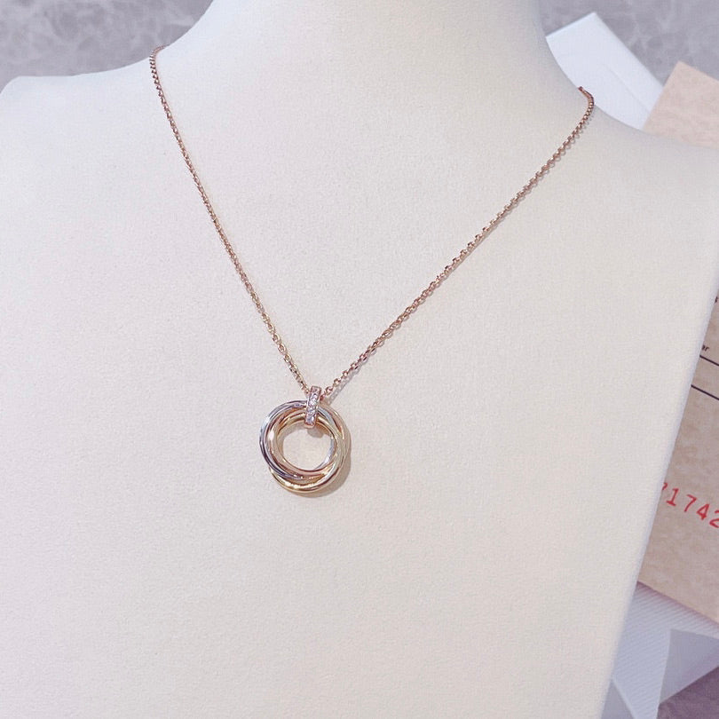 [Panda Jewelry]TRINITY NECKLACE GOLD  DIAMONDS