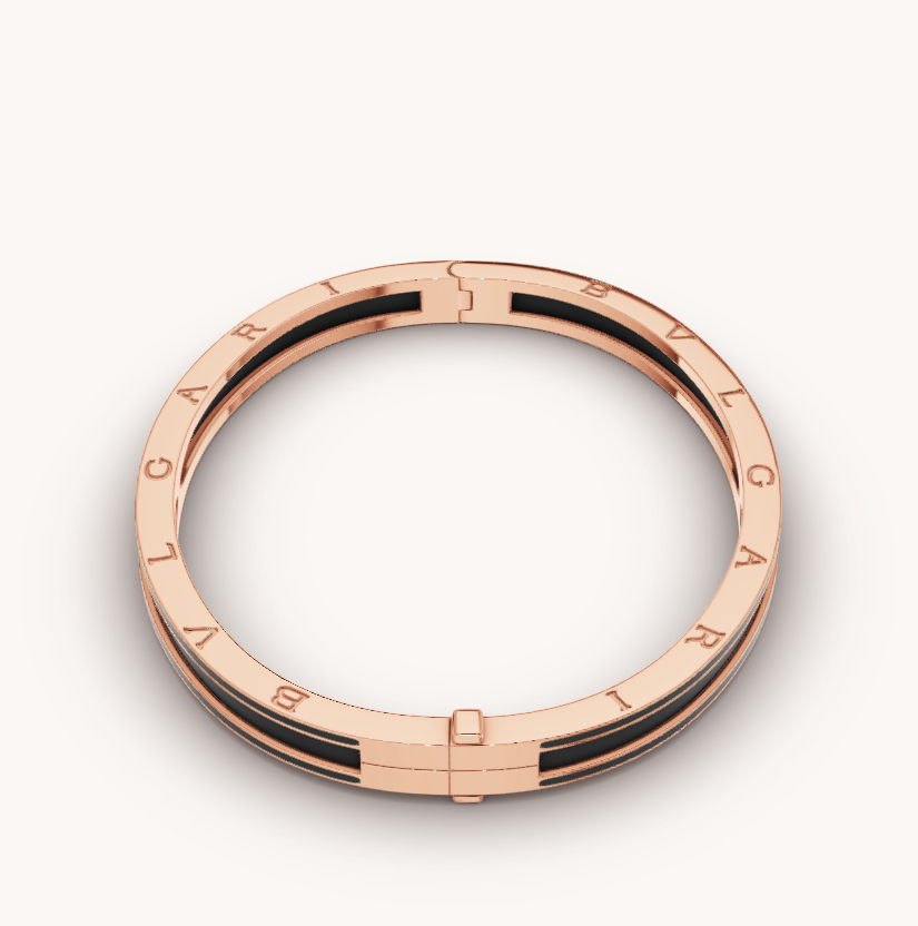 [Panda Jewelry]ZERO 1 PINK GOLD WITH MATTE BLACK CERAMIC BRACELET
