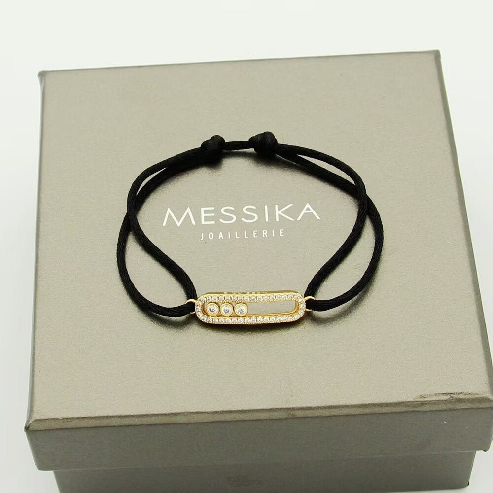 [Panda Jewelry]Messika Care(s) pink cord pav茅 bracelet