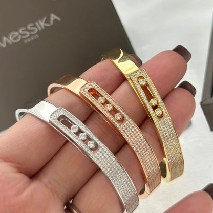 [Panda Jewelry]Move Noa Rose Gold Pav茅 Diamond Bangle Bracelet