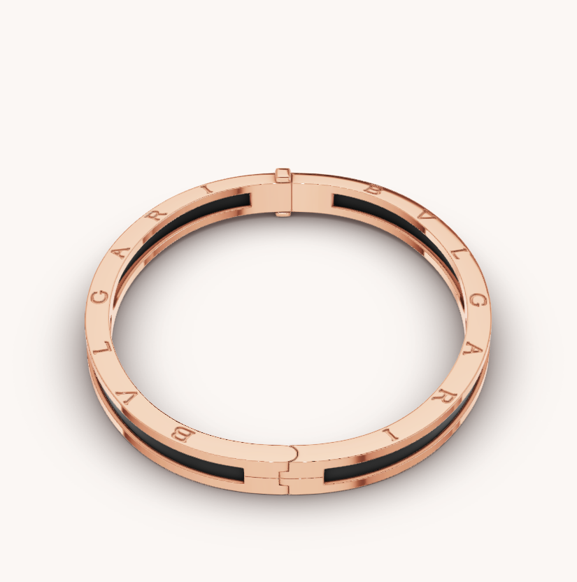 [Panda Jewelry]ZERO 1 PINK GOLD WITH BLACK CERAMIC BRACELET